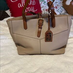Ralph Lauren Cream and Brown Tote Bag